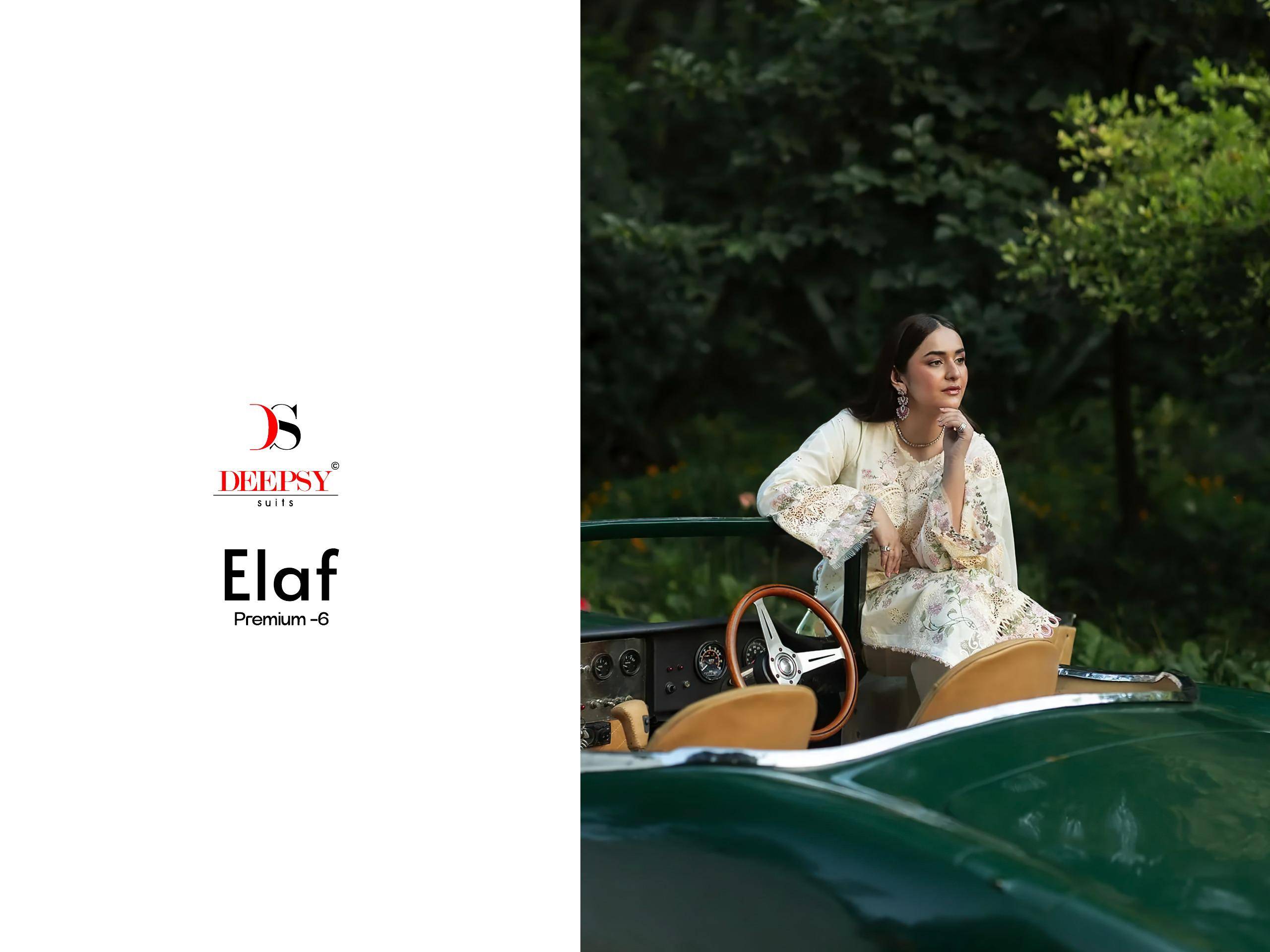 ELAF  Premium-6 Luxury Lawn by  DEEPSY SUITS 2041 to 2046 series Indian Pakistani ethnic wear Pure cotton At Wholesale Price